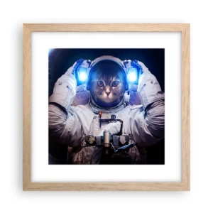 Plakat i ramme af lyst egetræ - Houston, I har et problem - 30x30 cm