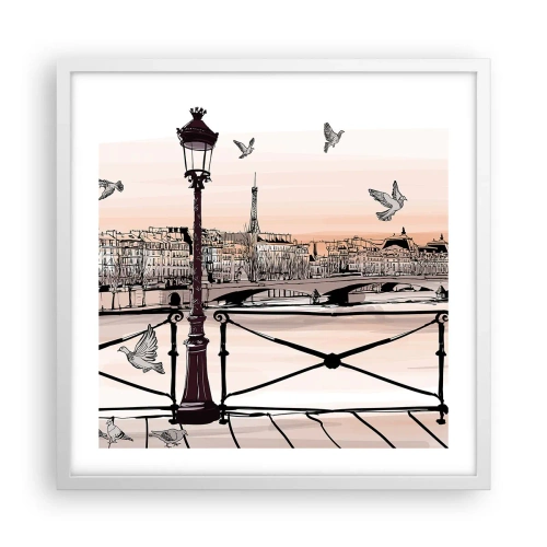 Plakat i hvid ramme - Over Paris' hustage - 50x50 cm
