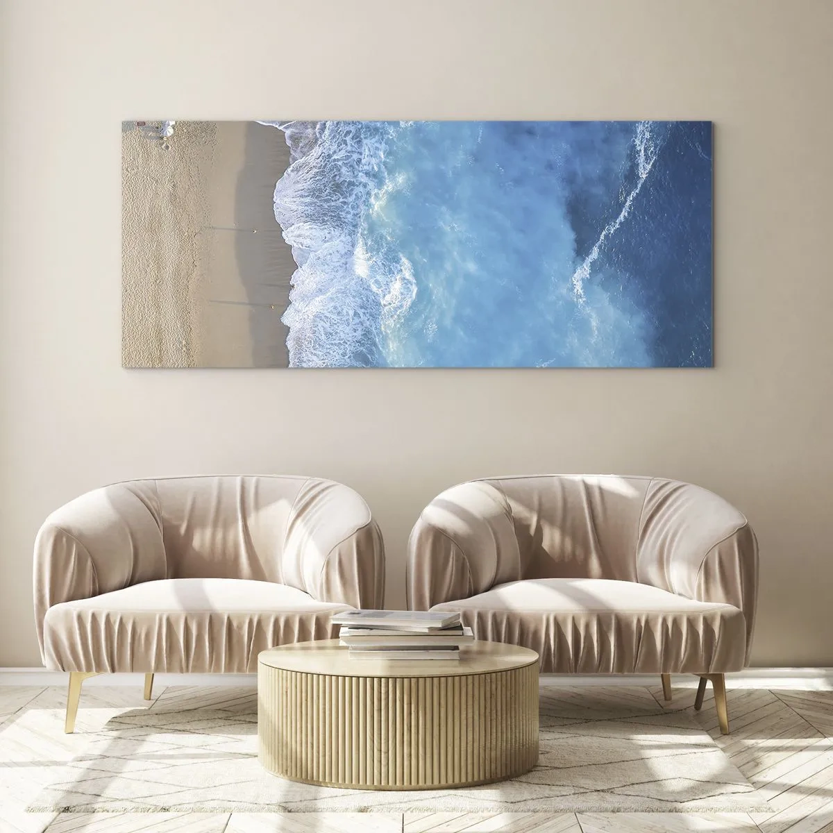 Billede på glas - Den blå kraft - 120x50 cm
