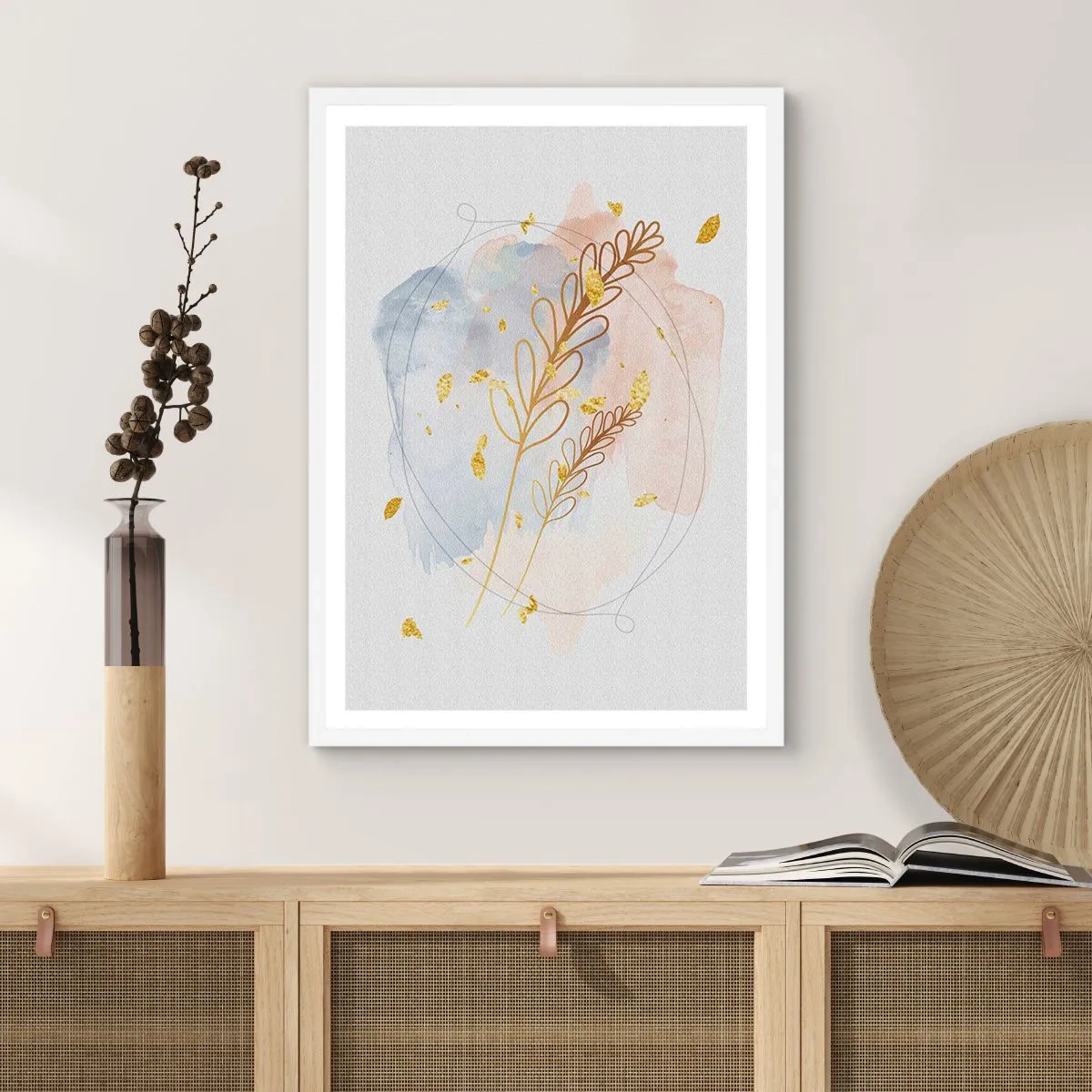 Plakat i hvid ramme - En gylden eksplosion - 50x70 cm