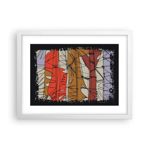 Plakat i hvid ramme - Spontan komposition - 40x30 cm