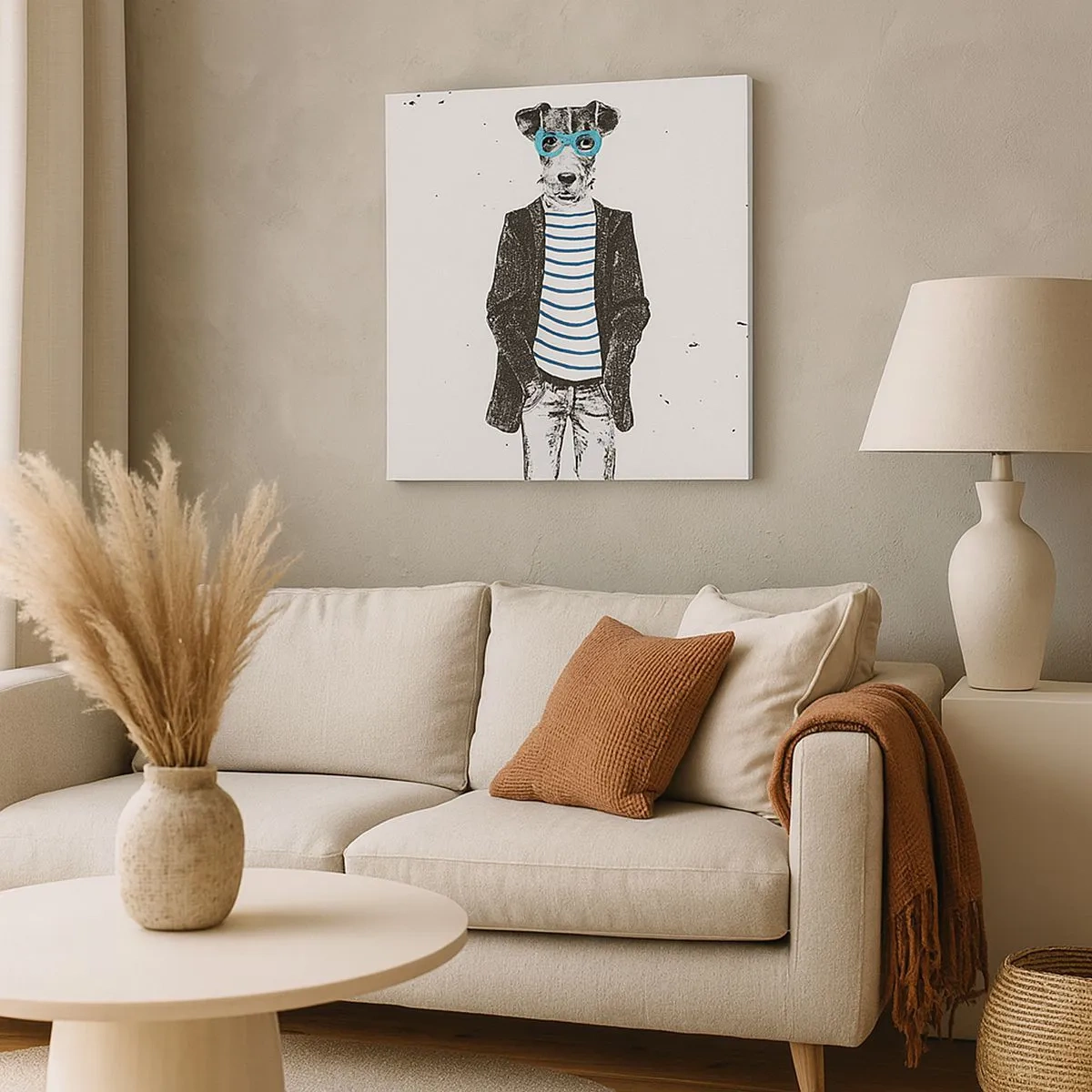 Lærredstryk - Billede på lærred - En charme til hunden - 30x30 cm