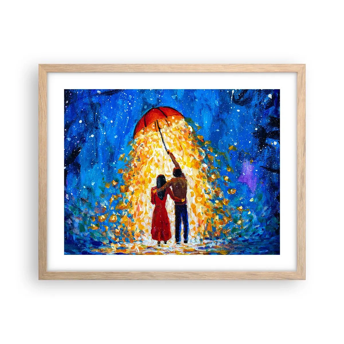 Plakat i ramme af lyst egetræ - Magien ved en regnfuld aften? - 50x40 cm