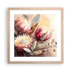 Plakat i ramme af lyst egetræ - I profil og en face - 40x40 cm