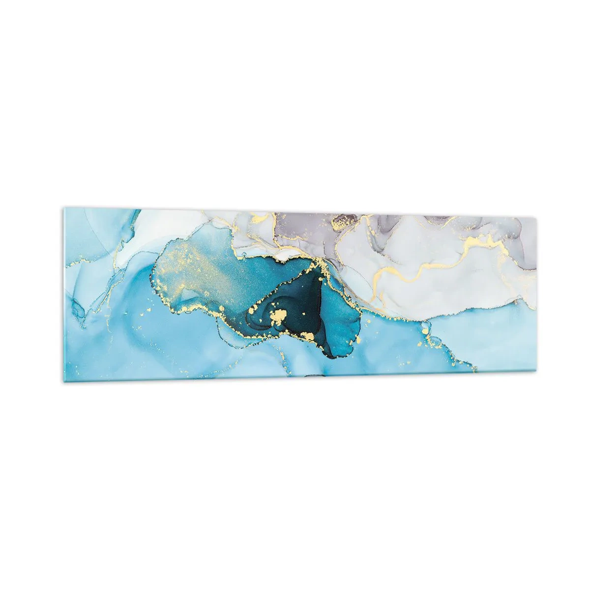 Billede på glas - En undersøgelse af mødet mellem grå og turkis - 160x50 cm