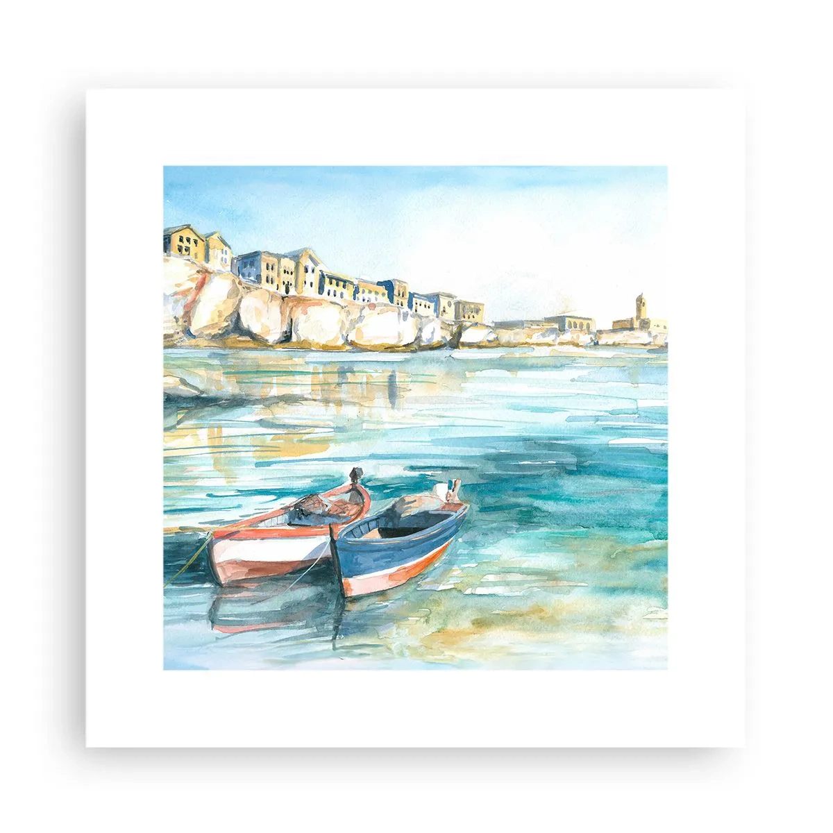 Plakat - Landskab i azurblå - 30x30 cm