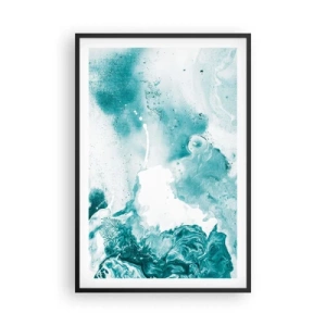 Plakat i sort ramme - Blå oversvømmelsesflader - 61x91 cm