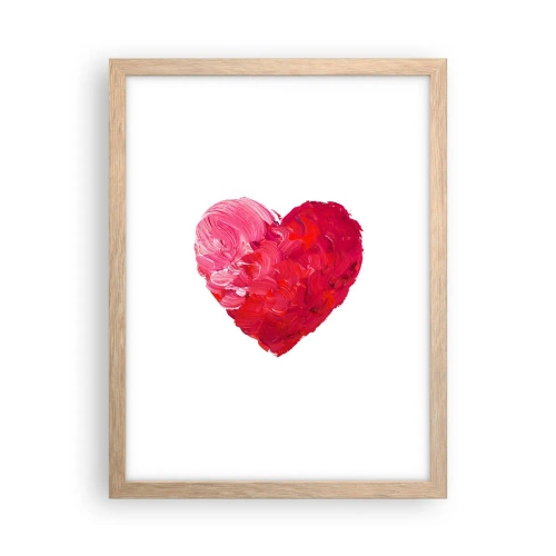 Plakat i ramme af lyst egetræ - All you need is love - 30x40 cm