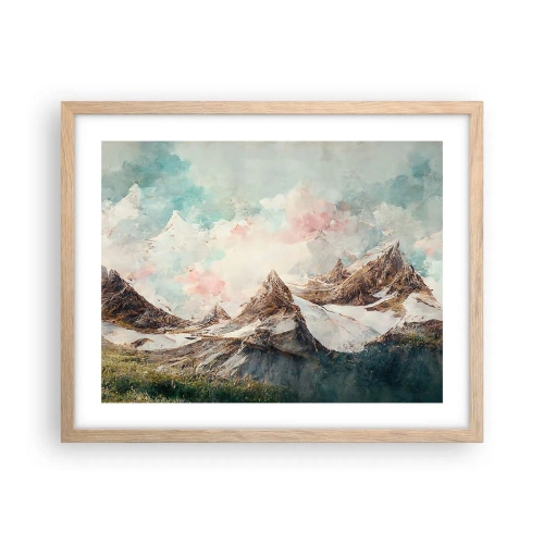 Plakat i ramme af lyst egetræ - Stenede knive - 50x40 cm