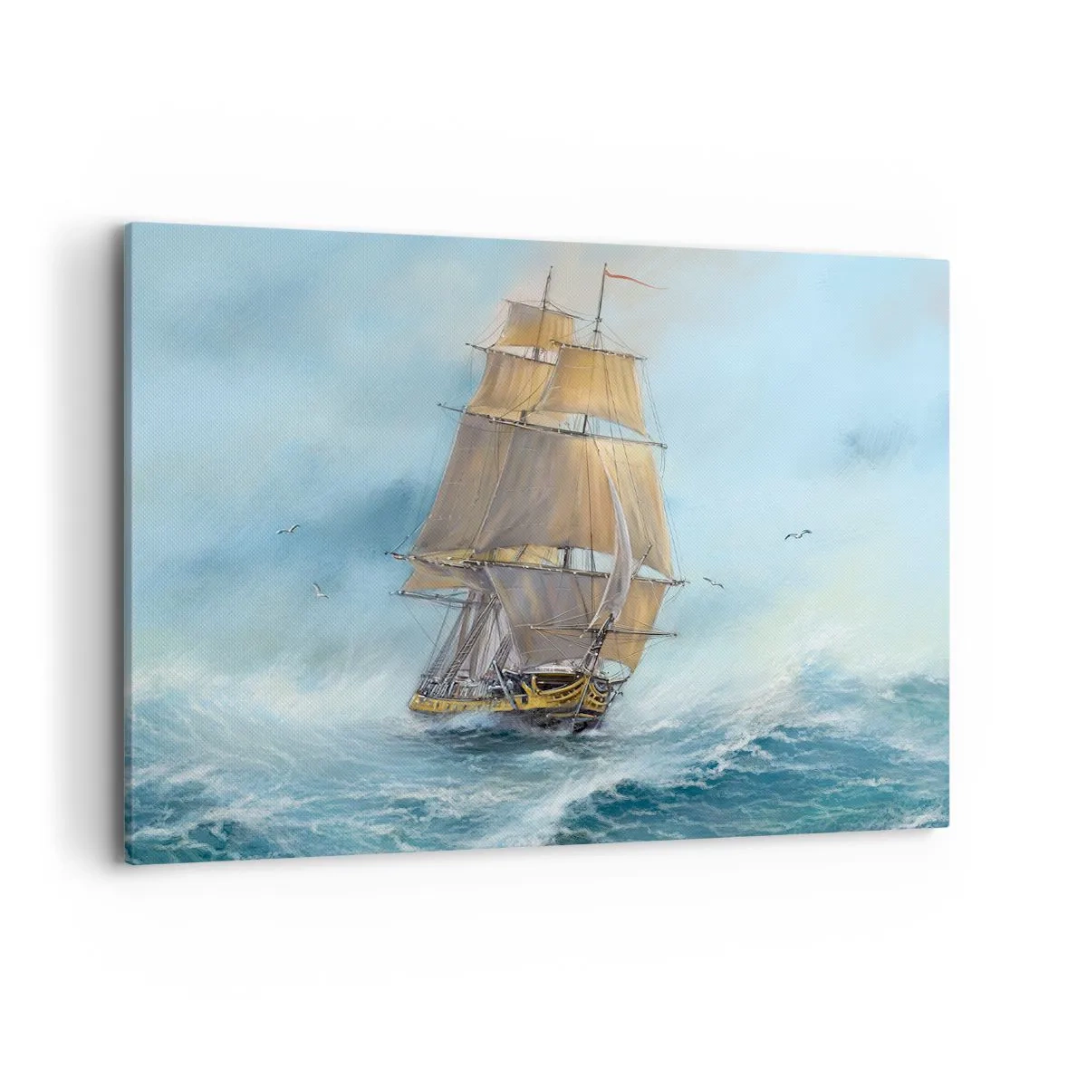 Lærredstryk - Billede på lærred - Bølgende gennem bølgerne - 100x70 cm