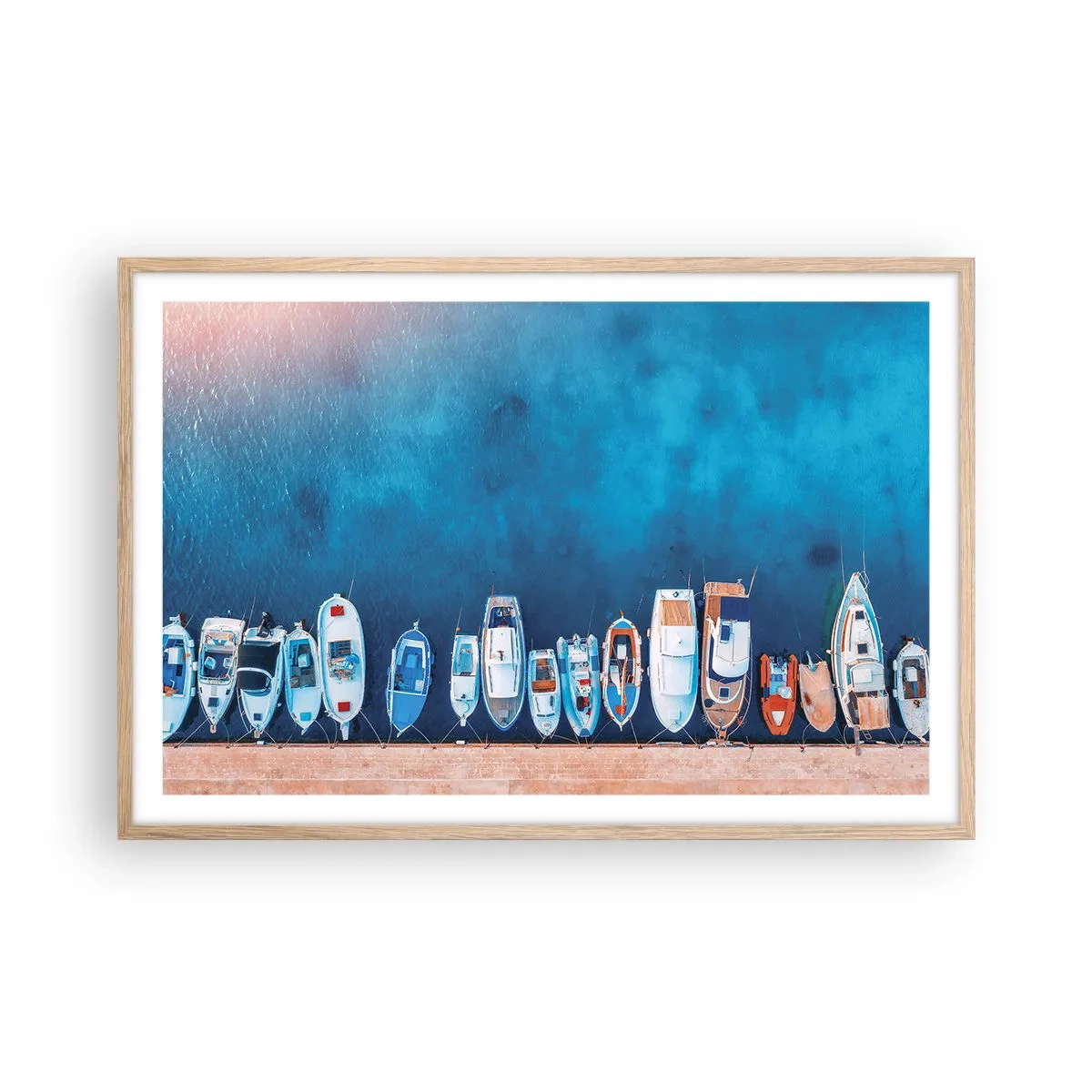 Plakat i ramme af lyst egetræ - I én række - 91x61 cm