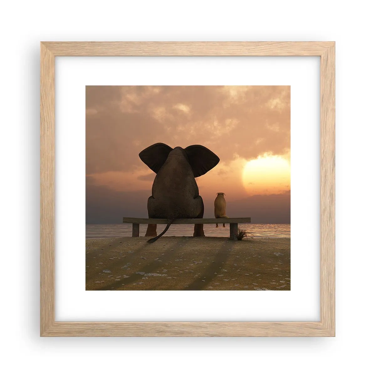 Plakat i ramme af lyst egetræ - Det er godt at være stille sammen - 30x30 cm