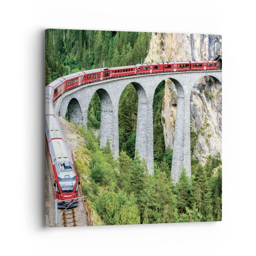 Lærredstryk - Billede på lærred - Udsigt over bjergene til gengæld - 30x30 cm