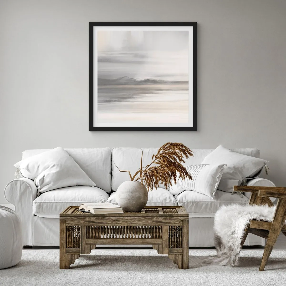 Plakat i sort ramme - En tankevækkende afstand - 30x30 cm