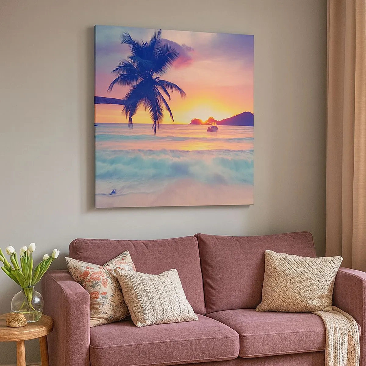 Lærredstryk - Billede på lærred - En aften i bugten - 30x30 cm