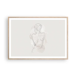 Plakat i ramme af lyst egetræ - Som et følsomt instrument - 100x70 cm