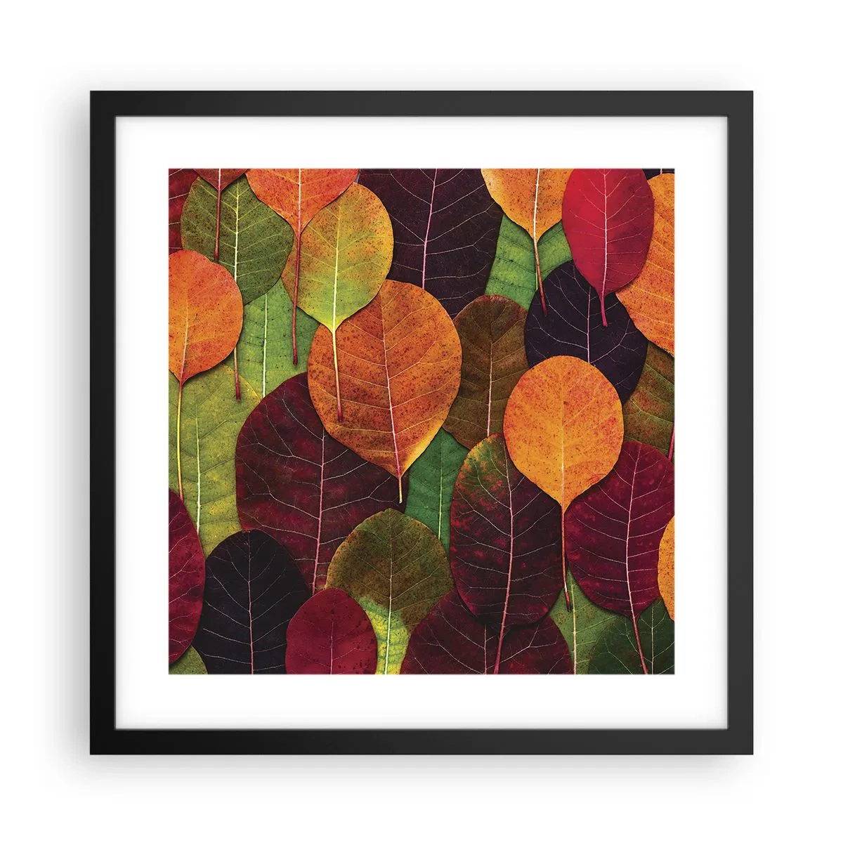 Plakat i sort ramme - Efterårsmosaik - 40x40 cm