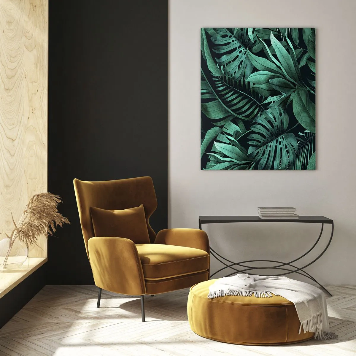 Billede på glas - Dyb tropisk grøn - 50x70 cm