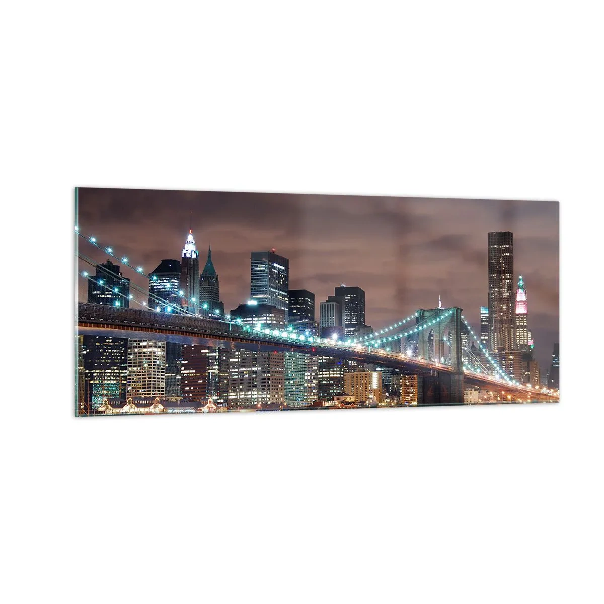 Billede på glas - Lys i den store by - 100x40 cm