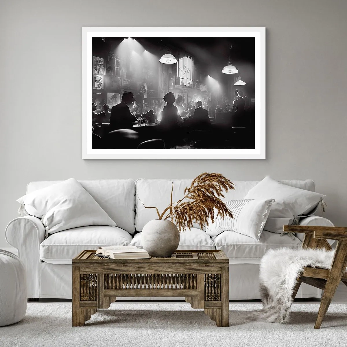 Plakat i hvid ramme - I en jazzet stemning - 40x40 cm
