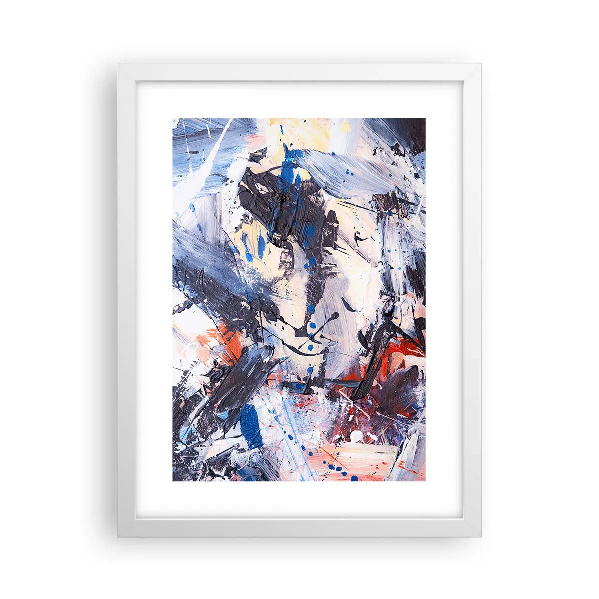 Plakat i hvid ramme - Abstraktionens vanvittige dans - 30x40 cm