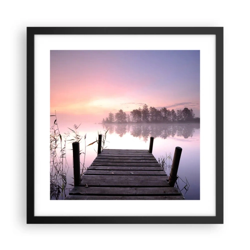 Plakat i sort ramme - Ud af den lilla tåge... - 40x40 cm