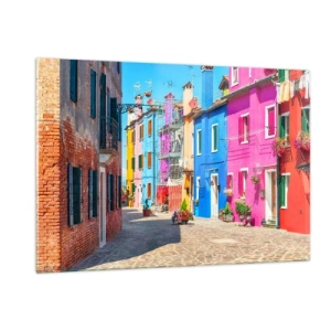 Billede på glas - Byen "Under papegøjer” - 120x80 cm