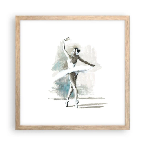 Plakat i ramme af lyst egetræ - Fortryllet til en svane - 40x40 cm