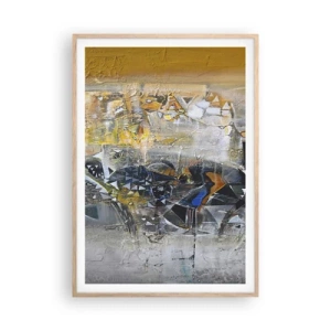 Plakat i ramme af lyst egetræ - Alt vil falde på plads - 70x100 cm