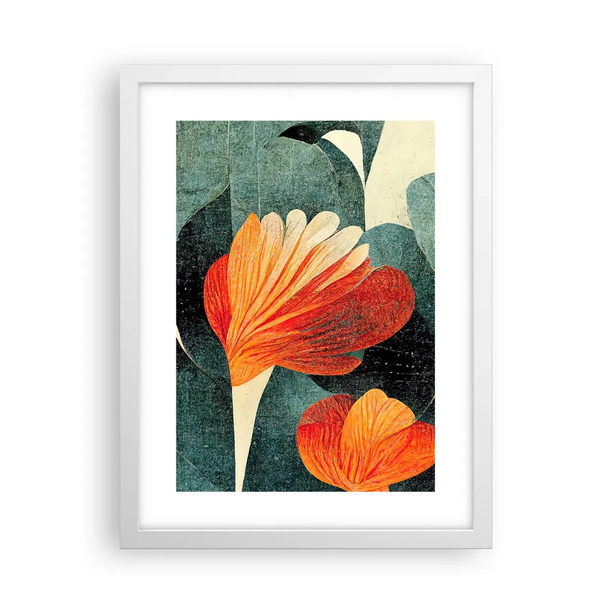Plakat i hvid ramme - Varmen fra troperne og køligheden fra det grønne - 30x40 cm