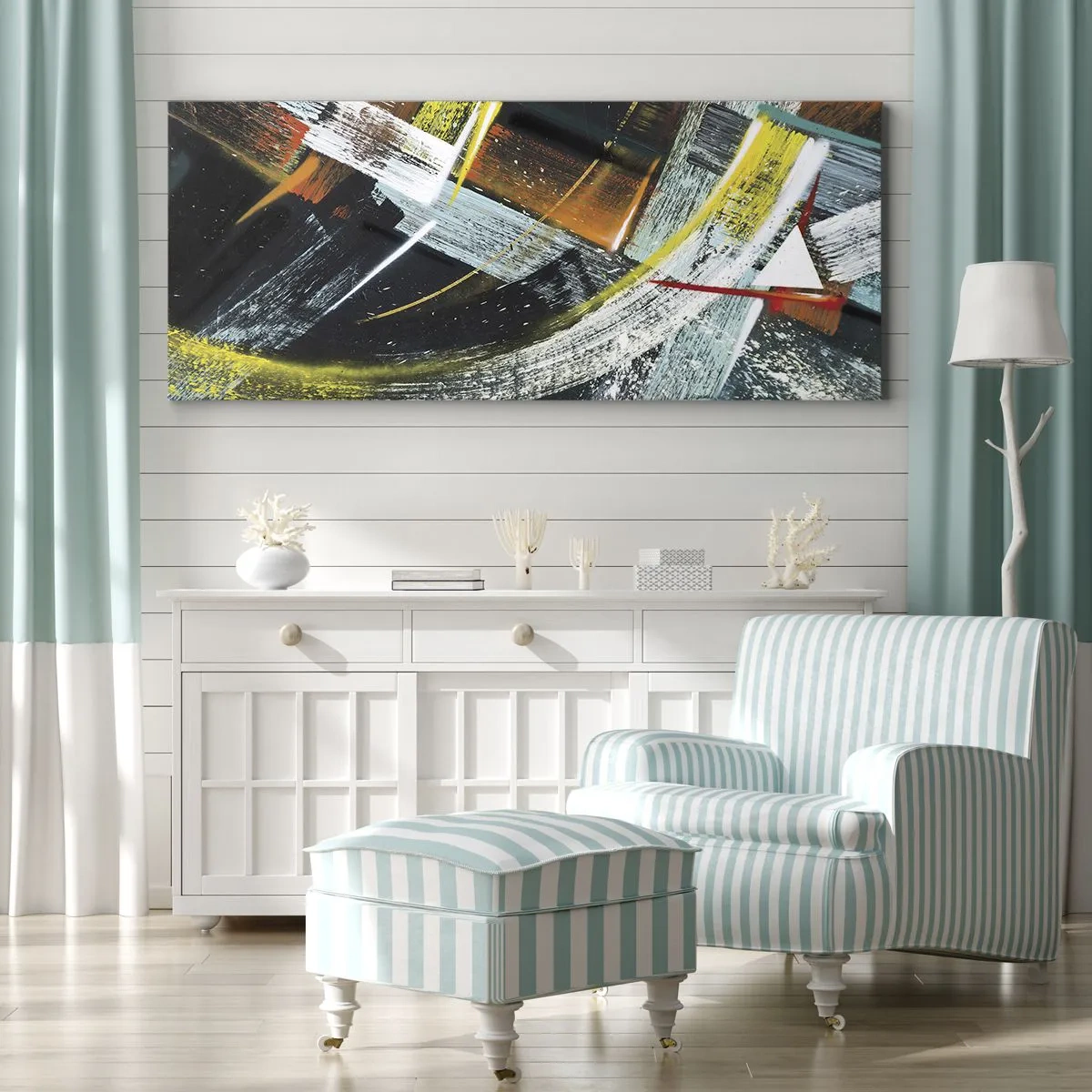 Lærredstryk - Billede på lærred - Bevægelsesenergi - 90x30 cm