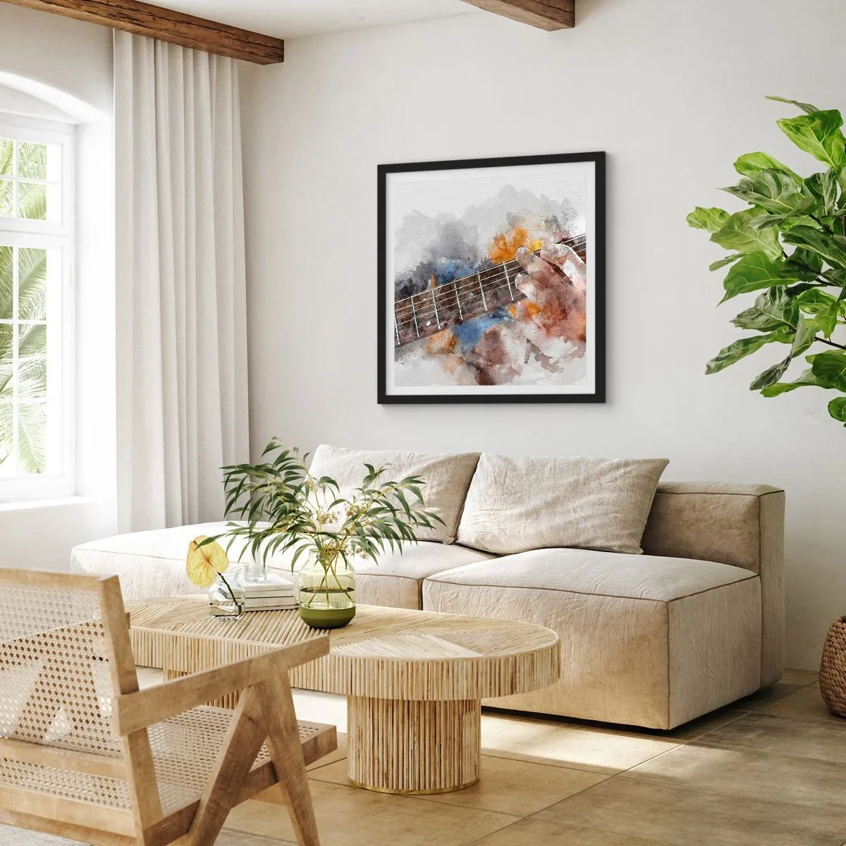 Plakat i sort ramme - Poesi mellem strengene - 60x60 cm