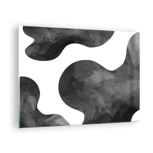 Billede på glas - Abstrakte former i sort-hvide toner - 70x50cm - Mælkevejen - Moderne vægdekoration til stue og soveværelse ARTTOR