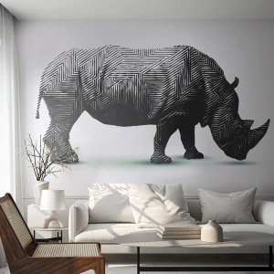 Fototapet Selvklæbende Deluxe Sticker - Naturens geometriske skønhed - Dyr, Næsehorn, Grafik - 350x256 cm