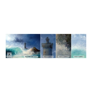 Prøve Fototapet Selvklæbende Deluxe Sticker - På vagt mod elementerne - Landskab, Fyrtårn, Storm - 100x30 cm