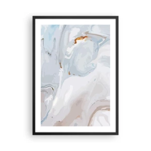 Plakat i sort ramme - Marmormønster i blå nuancer med gulddetaljer - 50x70cm - Hvid opløftet - Moderne vægdekoration til stue og soveværelse ARTTOR