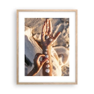 Plakat i ramme af lyst egetræ - Skønhed inden for rækkevidde - 40x50 cm