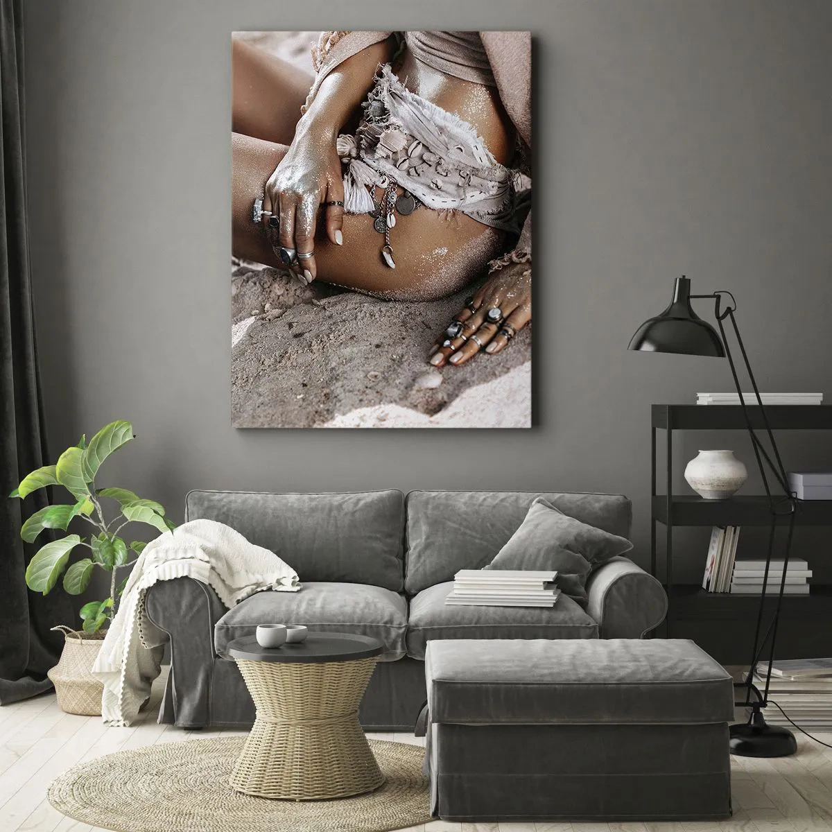 Lærredstryk - Billede på lærred - Kastet ud af bølgerne? - 65x120 cm