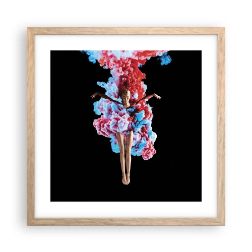 Plakat i ramme af lyst egetræ - I fuld blomstring - 40x40 cm