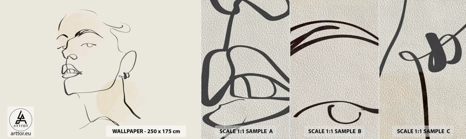 Prøve Fototapet Premium Sand - Et stolt blik - Kvindens ansigt, Portræt af en kvinde, Grafik - 100x30 cm