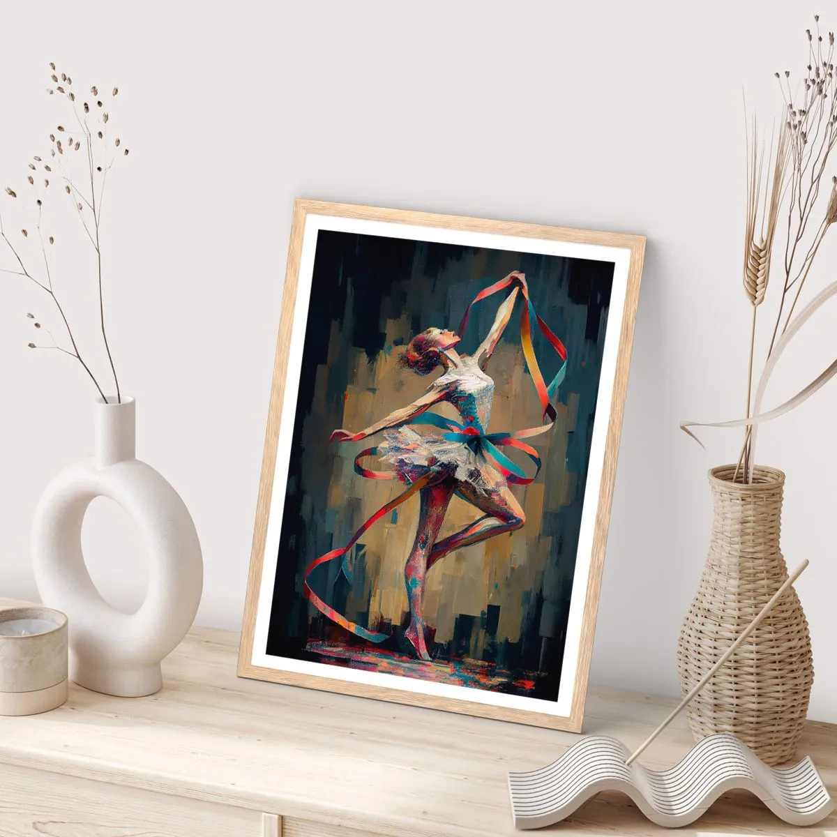Plakat i ramme af lyst egetræ - Dans med et bånd - 30x40 cm