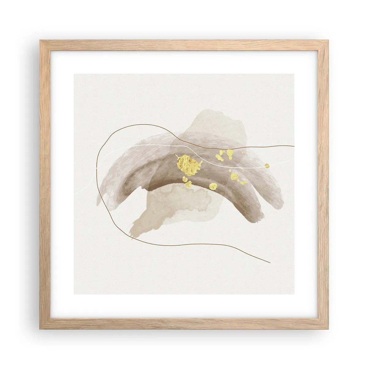 Plakat i ramme af lyst egetræ - Mødt i rummet - 40x40 cm