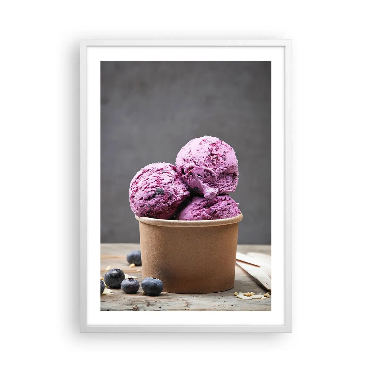 Plakat i hvid ramme - Sødme og kølighed - 50x70 cm