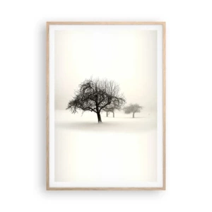 Plakat i ramme af lyst egetræ - Vintersøvn - 70x100 cm