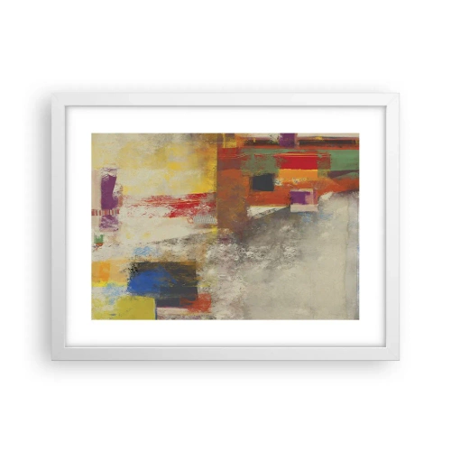 Plakat i hvid ramme - Geometri af farver - 40x30 cm