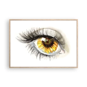 Plakat i ramme af lyst egetræ - Et look lige så varmt som sommeren - 100x70 cm