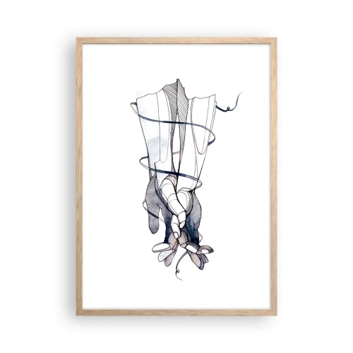 Plakat i ramme af lyst egetræ - En undersøgelse af berøring - 50x70 cm