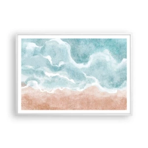 Plakat i hvid ramme - Abstraktion af skyer - 100x70 cm