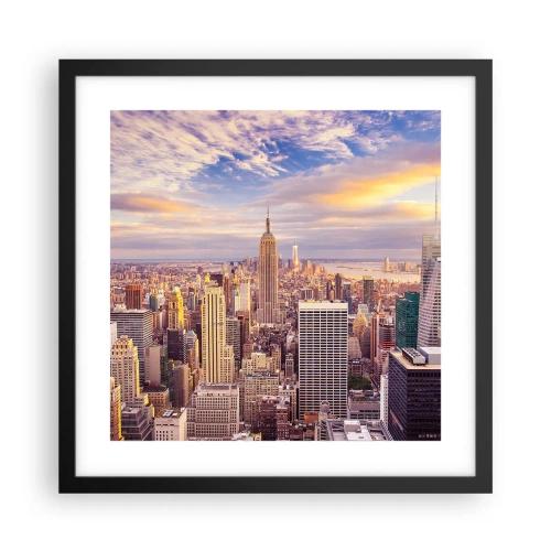 Plakat i sort ramme - Ræk ud efter skyerne selv - 40x40 cm