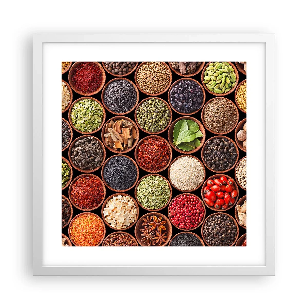 Plakat i hvid ramme - Alle verdens smage - 40x40 cm